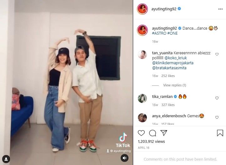 Dance cover Ayu Ting Ting paling disorot. (Instagram/ayutingting92)