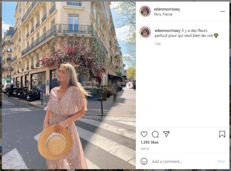 Patah Hati, Remaja 19 Tahun Ini Nekat Pindah ke Paris (instagram.com/edenmorrissey)