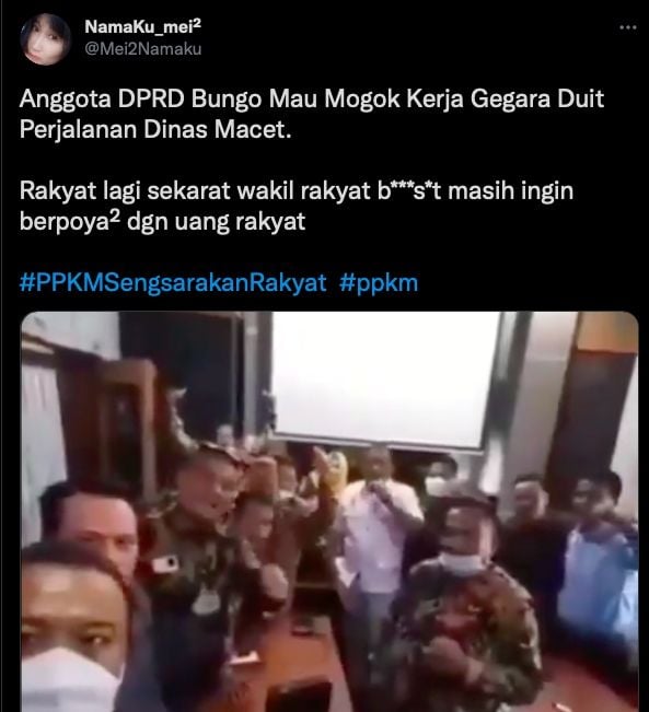 Anggota Dewan Bungo ancam Mogok kerja [Tweeter]