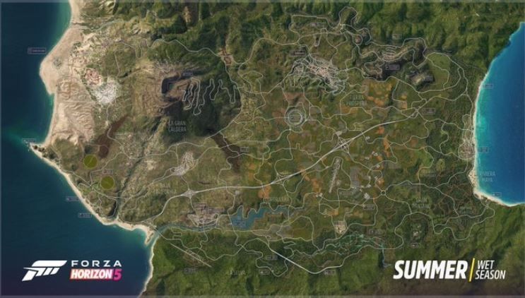 Lintasan dan map Forza Horizon 5. (Twitter/ ForzaHorizon)