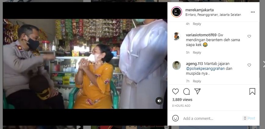 Emak-emak ajak berantem kapolsek (Instagram)