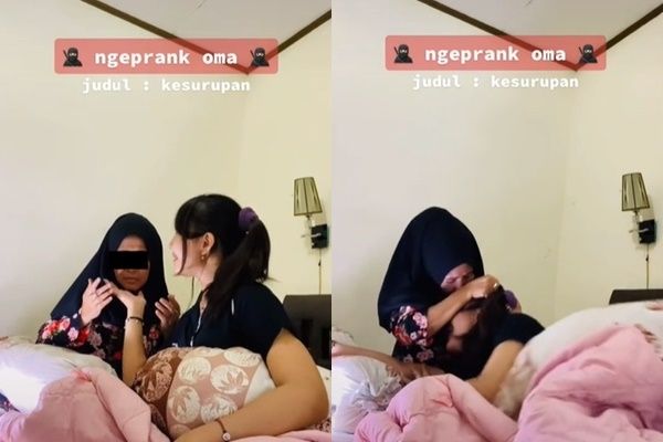 Viral Cucu Prank Nenek Pura-pura Kesurupan. (TikTok/@baterkukiss)