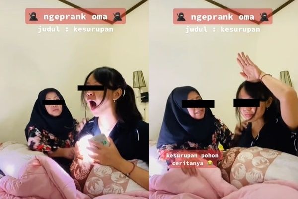 Viral Cucu Prank Nenek Pura-pura Kesurupan. (TikTok/@baterkukiss)