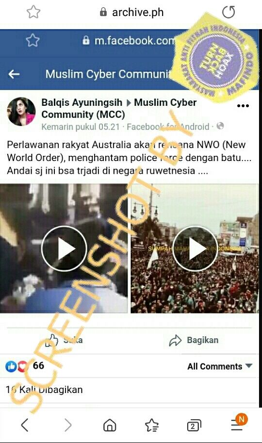 Fakta rakyat Australia demo tolak new world order (Turnbackhoax.id)