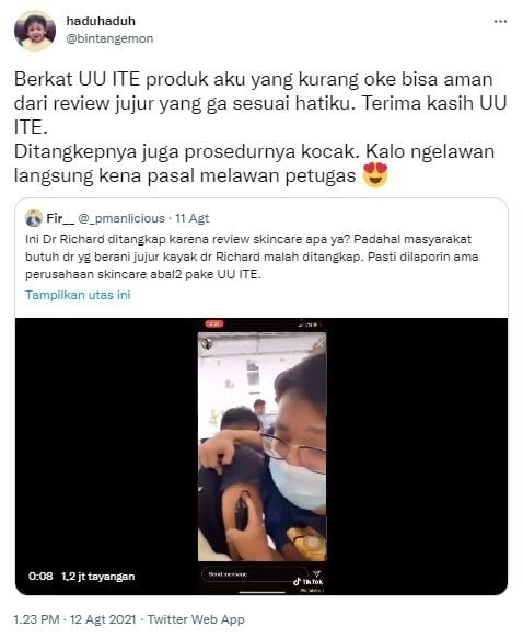 Bintang Emon sindir penangkapan dr Richard Lee (Twitter)