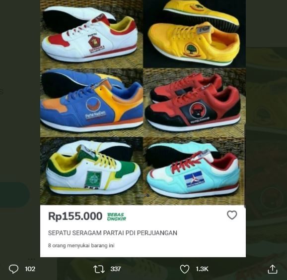 Sepatu sneaker motif partai politik (twitter.com/txtdarionlshop)