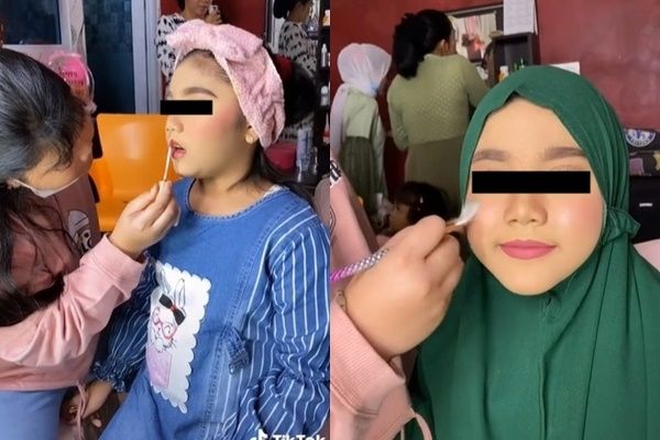 Viral Video MUA Cilik Make Up Bocil. (TikTok/@bunda_nay2)