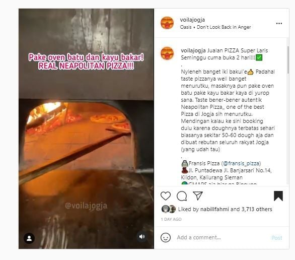 Fransis Pizza (Instagram @voilajogja)