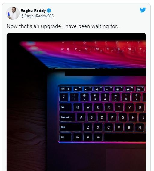 Teaser laptop baru Xiaomi. (Twitter/ RaghuReddy505)