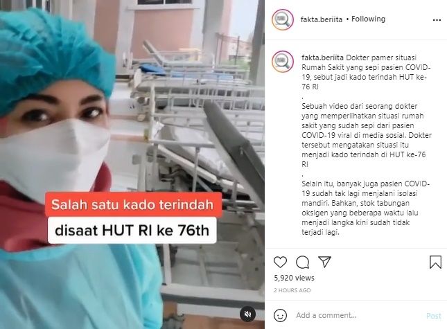 Viral Nakes Sumringah Videokan Isi Rumah Sakit. (Instagram/@fakta.beriita)