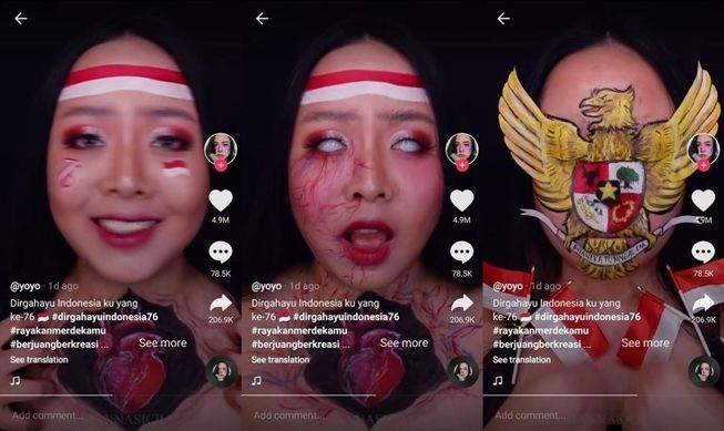 Hasil video makeup wanita ini berhasil viral dan ditonton lebih dari 29 juta kali. (TikTok/@yohannasicillia)