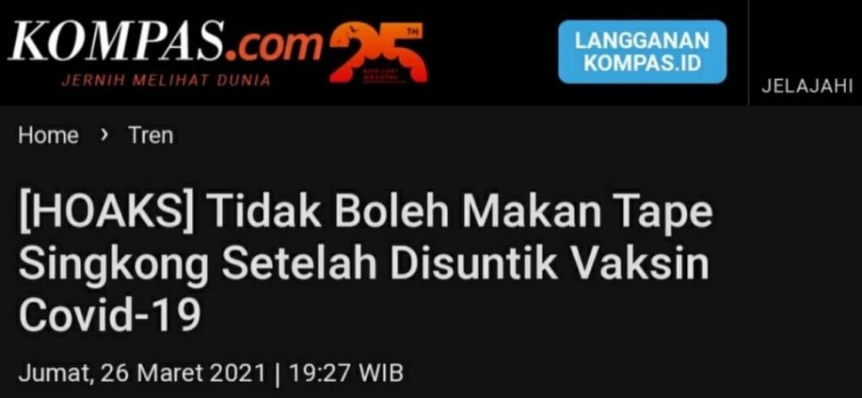 Fakta usai divaksin dilarang makan minum alkohol dan soda (Turnbackhoax.id)