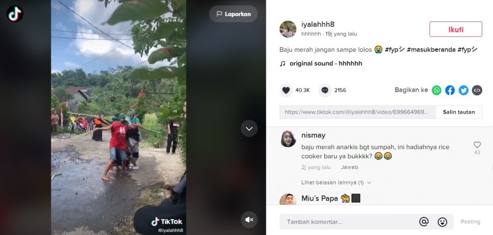 Viral Emak-emak Barbar Lomba 17 Agustus. (TikTok/@iyalahhh8)