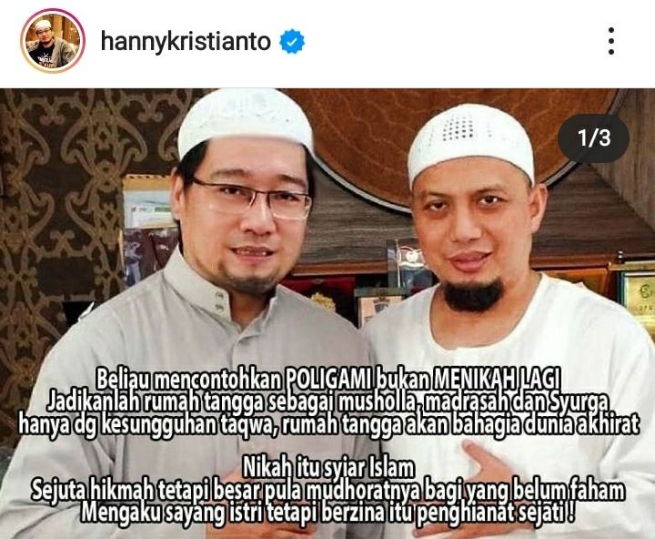 Hanny Kristianto dan Ustaz Arifin Ilham. [Instagram Hanny Kristianto]