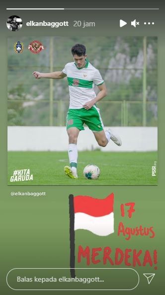 Elkan Baggot turut merayakan Hari Kemerdekaan Indonesia ke-76. (Instagram)