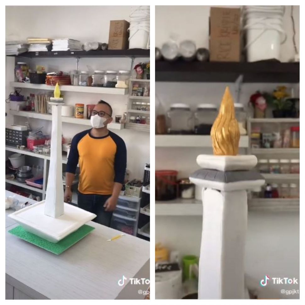 Kue Monas setinggi 1 meter (TikTok @gpjkt)