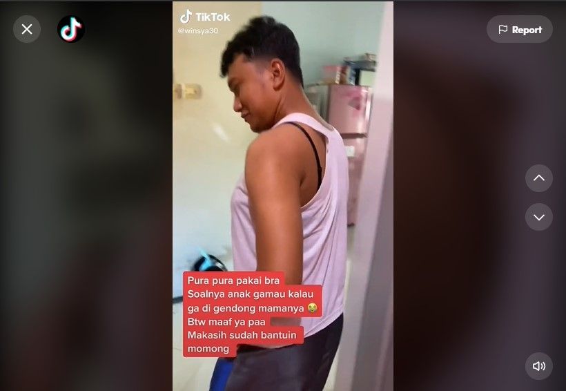 Bantu Istri Momong Anak, Tingkah Bapak Ini Jadi Perhatian Warganet. (Dok: TikTok/winsya30)