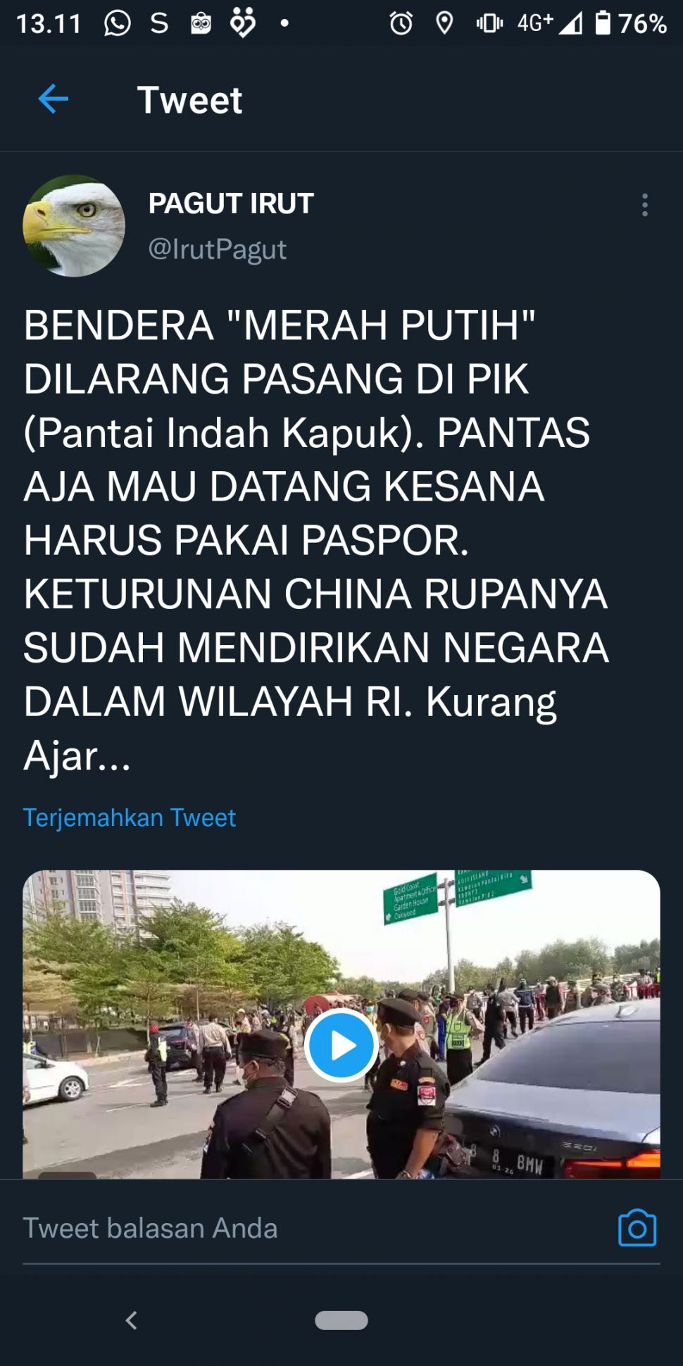 Sebuah video viral di media sosial menyiarkan adanya personel gabungan TNI-Polri menjaga ketat kawasan Pantai Indah Kapuk (PIK), Jakarta Utara. (tangkao layar)