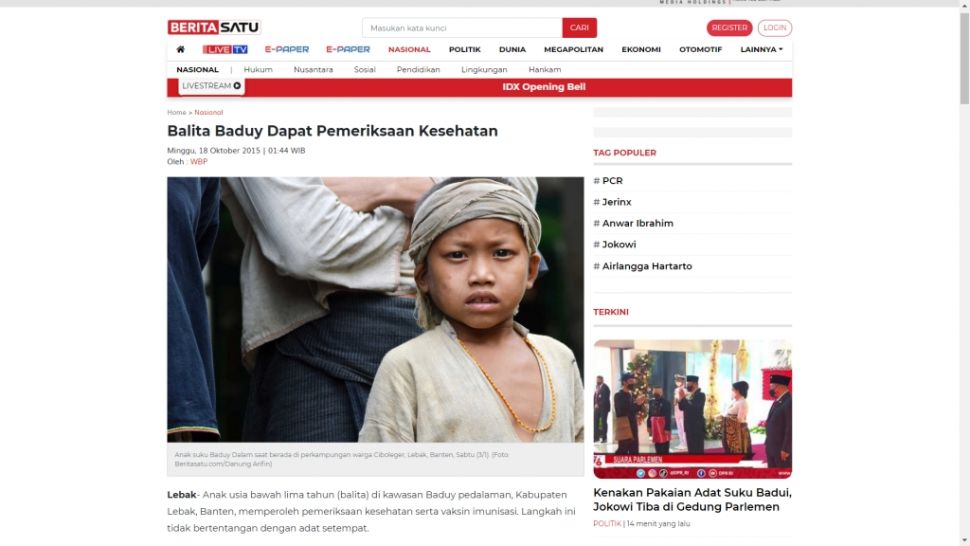 Fakta masyarakat Suku Baduy tak pernah divaksin (Turnbackhoax.id)