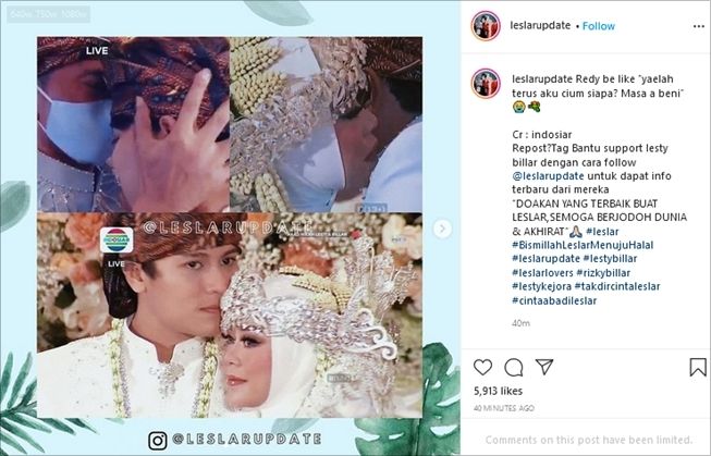 Lesti Kejora memakai riasang pengantin Sunda saat akad. (Instagram/@leslarupdate)