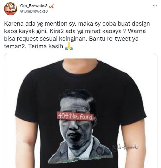 Pembuat kaos desai mural Jokowi 404: Not Found ditangkap (Twitter)