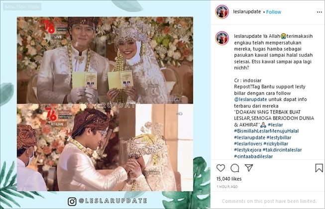 Lesti Kejora memakai riasang pengantin Sunda saat akad. (Instagram/@leslarupdate)