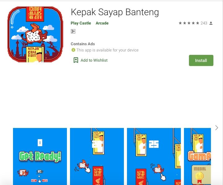 Tangkapan layar Game Kepak Sayap Banteng. [Google]