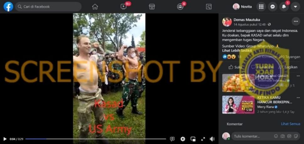 Fakta KSAD Jenderal Andika Perkasa adu otot dengan tentara AS (Turnbackhoax.id)