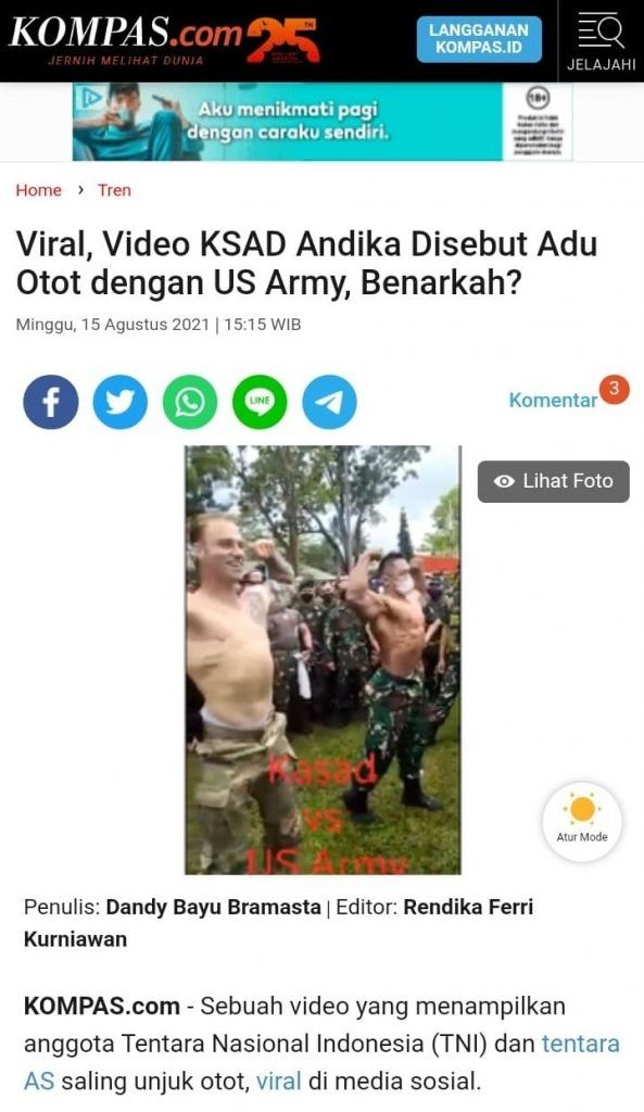 Fakta KSAD Jenderal Andika Perkasa adu otot dengan tentara AS (Turnbackhoax.id)