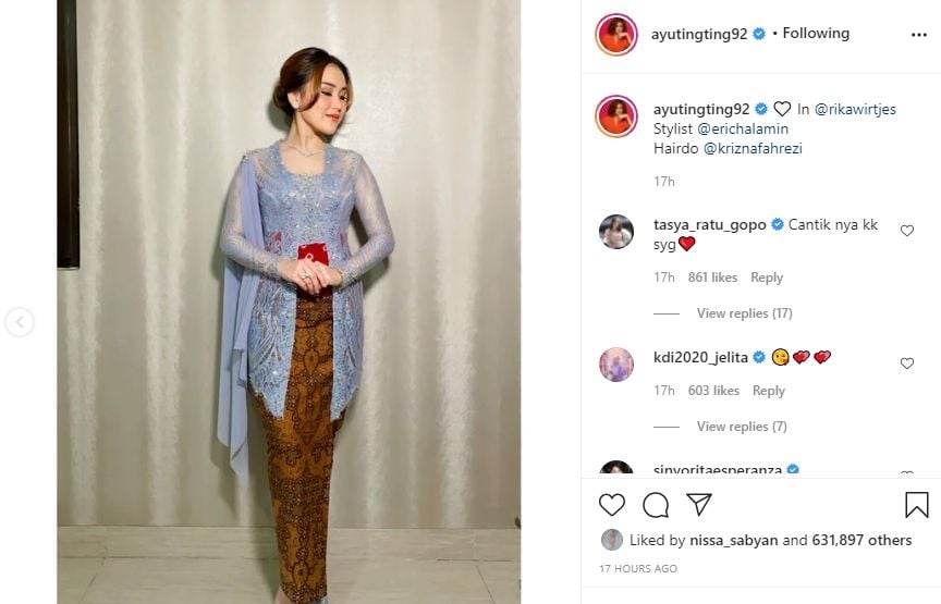 Potret Penampilan Ayu Ting Ting di Nikahan Lesti Kejora. [Instagram]