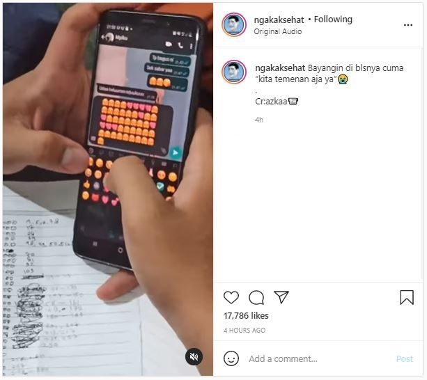 Viral Perjuangan Pria Nyatakan Cinta Pakai Emoji (instagram.com/ngakaksehat)