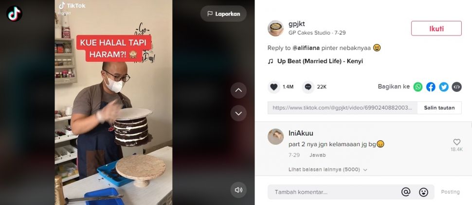 Viral Kue Ultah Halal Tapi Haram. (TikTok/@gpjkt)