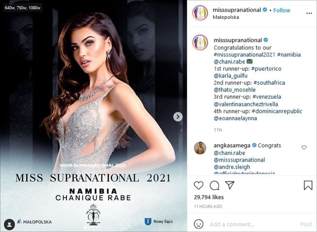 Fakta Miss Supranational 2021 Chanique Rabe. (Instagram/@misssupranational)