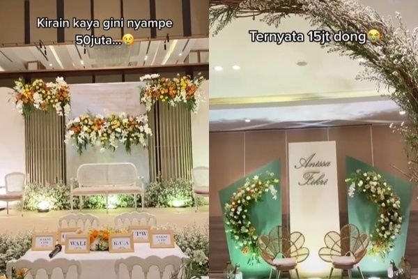 Viral Dekorasi Pernikahan Murah Sekelas Rp 50 Juta Tuai Perdebatan. (TikTok/@saras_decoration)