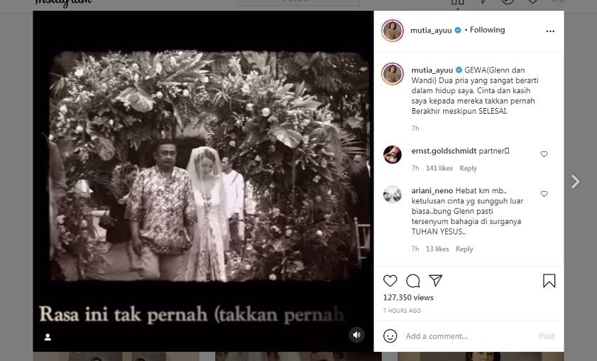 Unggahan Mutia Ayu [Instagram]