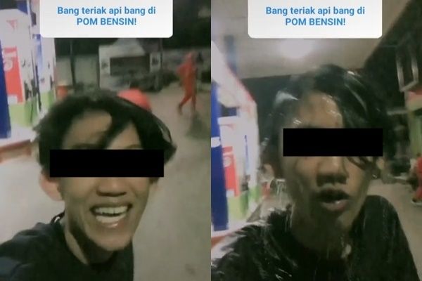 Viral Cowok Prank Petugas SPBU Teriak Ada Api. (TikTok/@putradwii20)