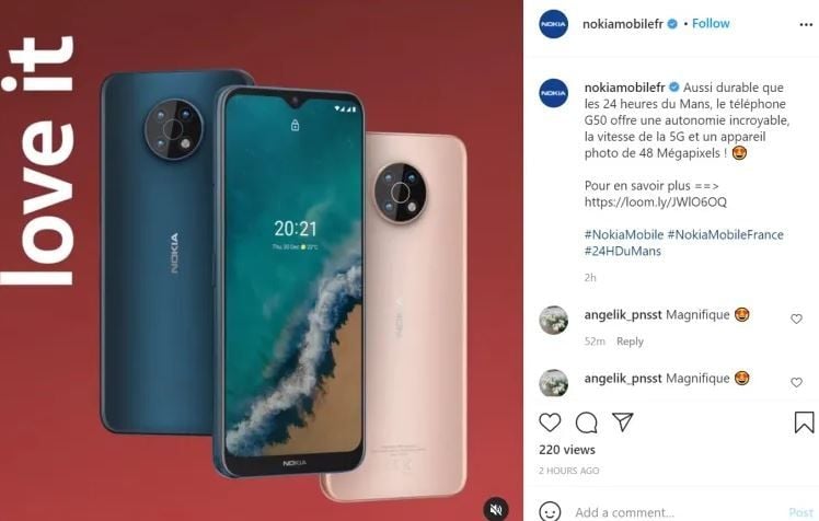 Penampakan Nokia G50. (Instagram Nokia Prancis via NokiaMob)