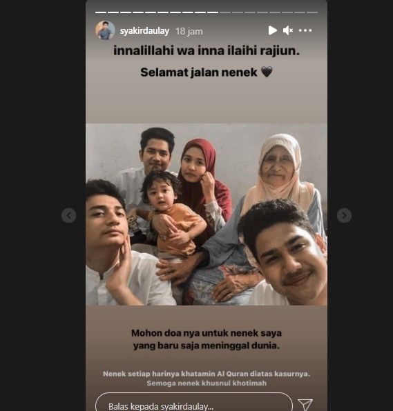 Nenek Syakir Daulay meninggal (Instagram)