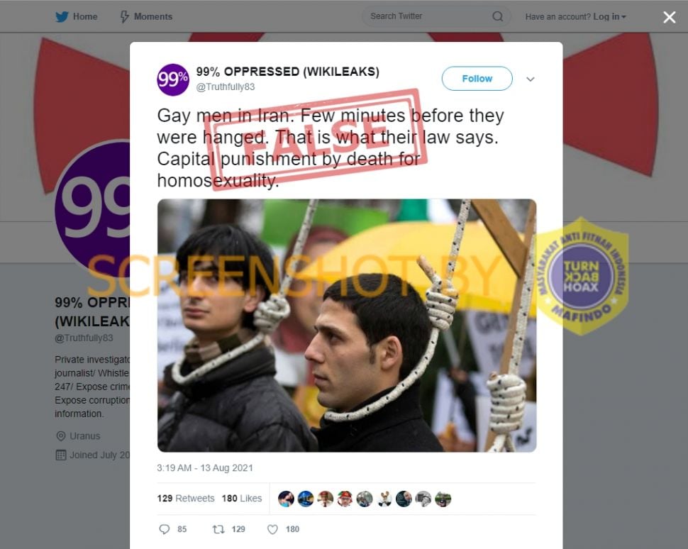 Fakta pria gay di Iran digantung (Turnbackhoax.id)