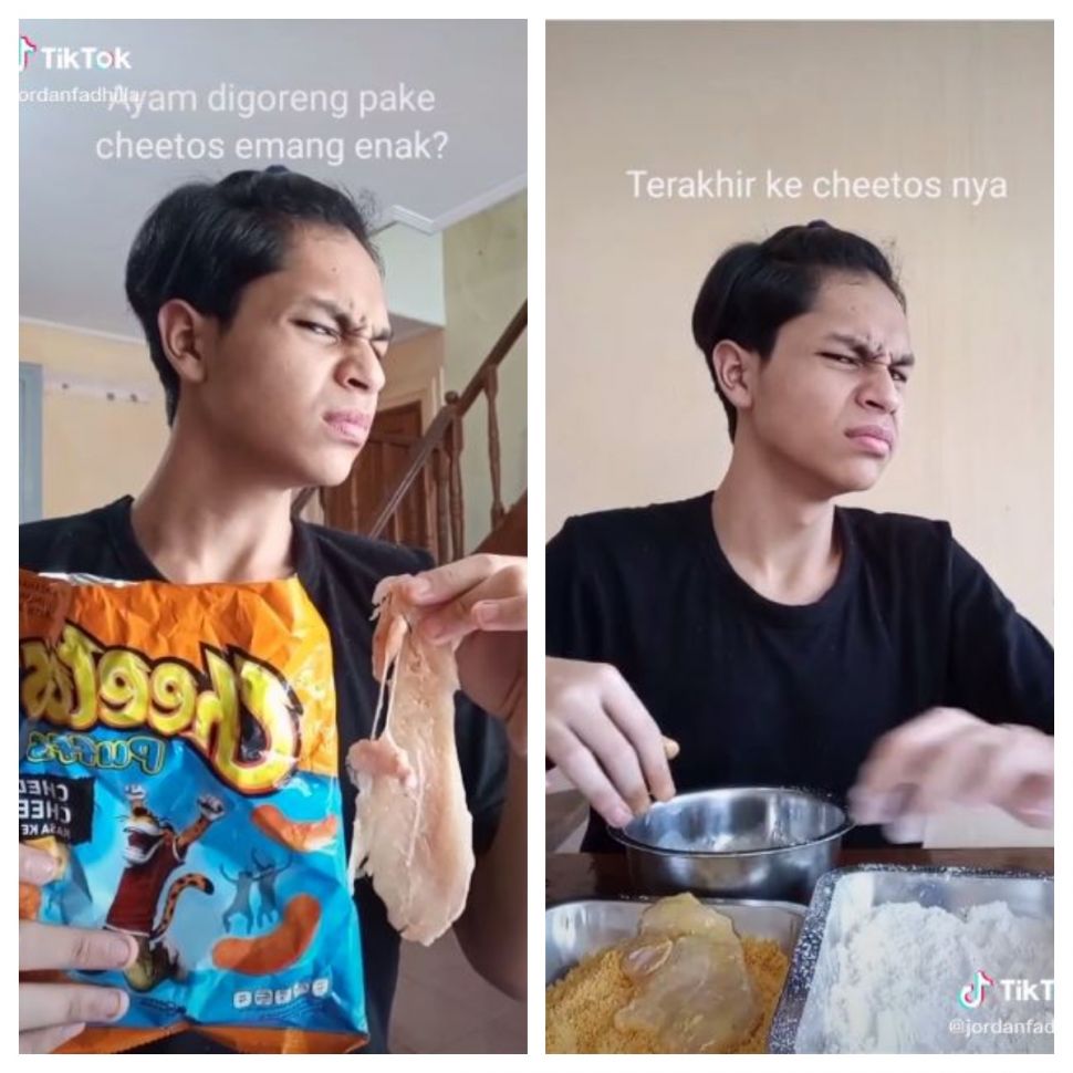 Bikin tutorial memasak, ekspresinya bikin emosi (TikTok @jordanfadhilla)