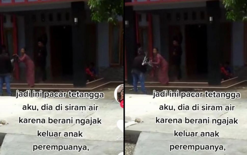 Cinta Ditolak Orangtua Kekasih, Lelaki Ini Pasrah Disiram Air Seember (TikTok)