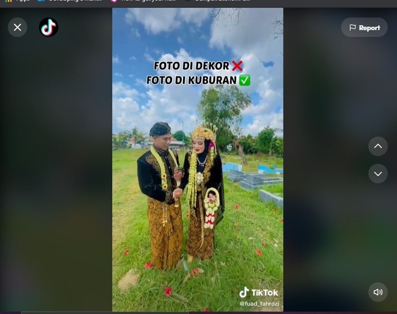 Konsep Foto di Pemakaman, Pengantin Ini Diserang Warganet: Pamali! (Dok: TikTok/