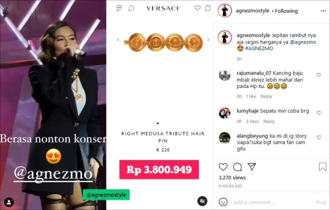 Aksesoris mewah yang dipakai Agnez Mo di HUT SCTV. (Instagram/@agnezmostyle)