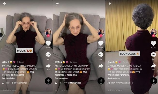 Viral nenek masih kece badai di umur 80 tahun, dipuji body goals. (TikTok/@myaccountisecret)