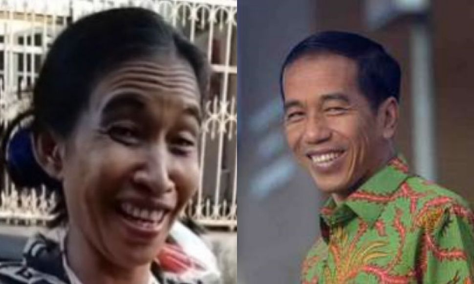 Viral Ibu Pina, perempuan mirip Jokowi. Terlebih jika Ibu Pina lagi tertawa. 