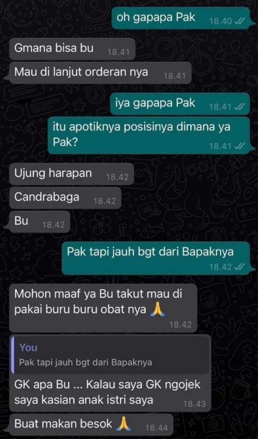 Viral kisah ojol tanpa motor bikin terenyuh. (Twitter)