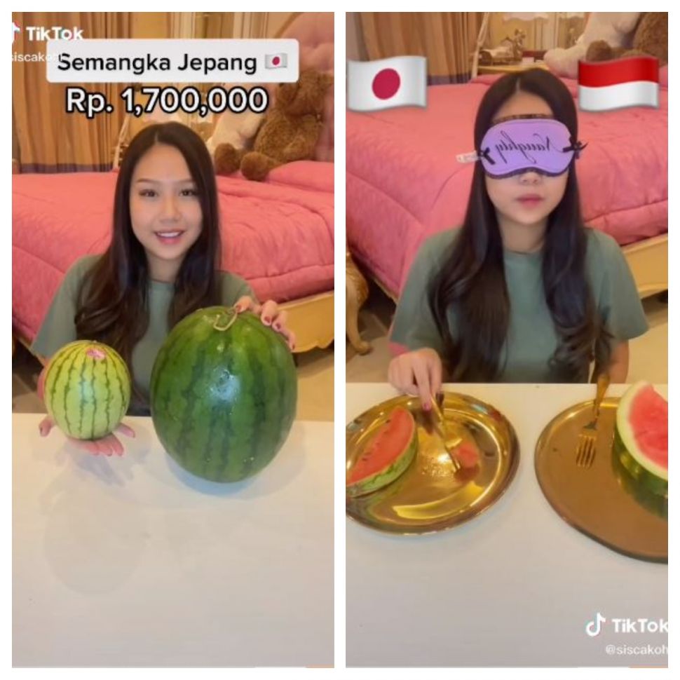 Sisca kohl bandingkan semangka Jepang dan lokal (TikTok @siscakohl)