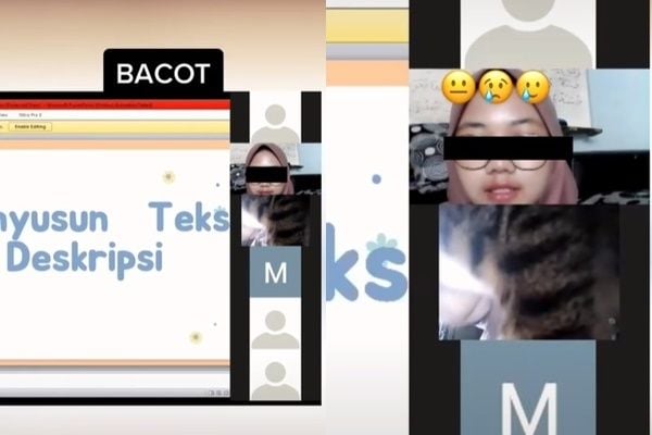 Viral Reaksi Guru Dihina 'Bacot' Oleh Murid Saat Kelas Online. (TikTok/@firdakuuu)