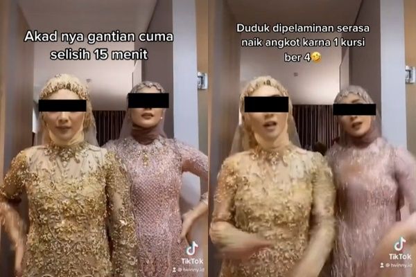 Viral Cewek Kembar Testimoni Nikah Bareng Cuma Beda 15 Menit. (TikTok/@twinny.id)