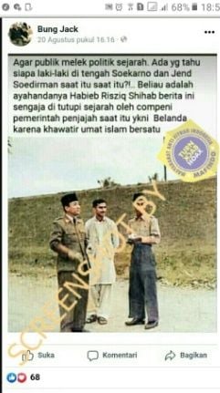 CEK FAKTA Foto Ayah Habib Rizieq Bareng Presiden Soekarno dan Jenderal Sudirman. (Turnbackhoax.id)